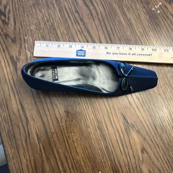 Stuart Weitzman Navy Blue Fabric Heel Pumps  Bows SZ 7 AA - Picture 8 of 11